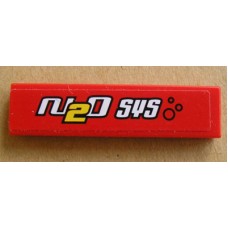 Part 2431pb126 Red Tile 1 x 4 with 'N2O SYS' and Bubbles Pattern (Sticker) - Set 8681 